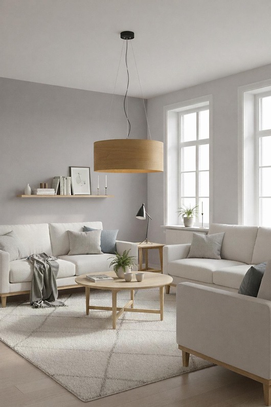 lampy wiszące Lampa wisząca LEEA LUZ  50 cm. Klosz fornir dąb. Ręczne wykonanie.