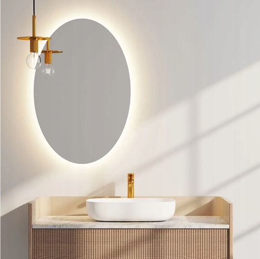lustra stojące i wiszące LUSTRO LED PODŚWIETLANE LOFT 100X80 cm ŚCIENNE OWALNE DO GARDEROBY ŁAZIENKI