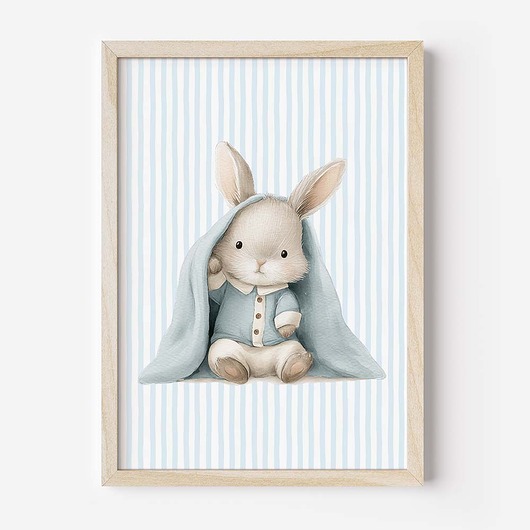 obrazy i plakaty do pokoju dziecięcego Plakat Na Ścianę Dla Chłopca Niebieskie króliczki nr. 15