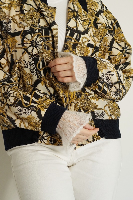 rękawiczki damskie Mankiety z koronką ecru