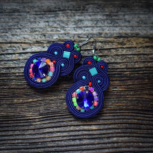 kolczyki soutache Granatowe kolczyki soutache