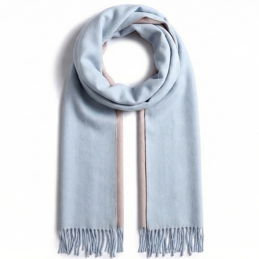 szale damskie SZAL SZALIK kaszmir 100% kaszmirowy niebieski pudrowy różowy
