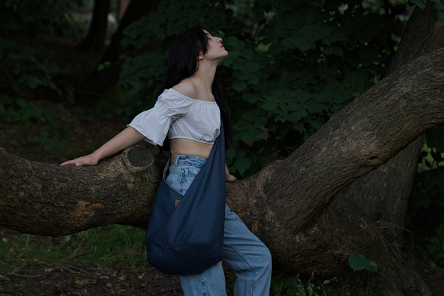 torby XXL Granatowa torba hobo w stylu boho / vegan