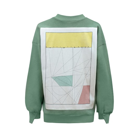 bluza bez kaptura damska Zielona bluza z geometryczną grafiką