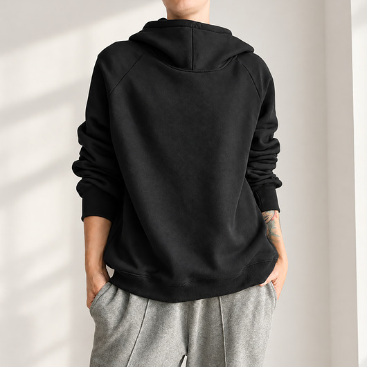 bluza z kapturem damska Bluza damska oversize z dużym kapturem i dziurkami na kciuki Czarna