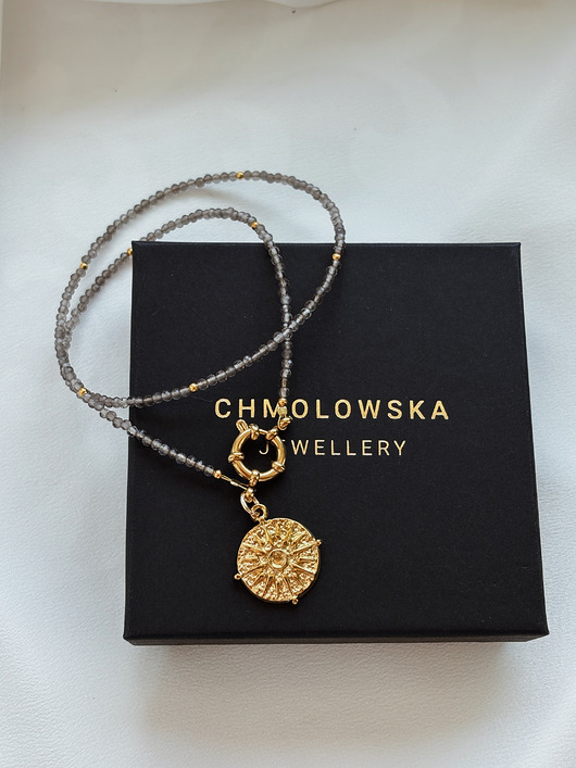 bransoletki z kamieni naturalnych Naszyjnik Kwarc Dymny i Róża Wiatrów