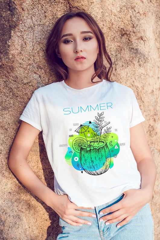 Koszulka organiczna z nadrukiem Summer drink ART ORGANIC