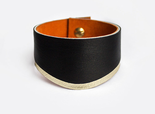 Skórzana bransoleta Royal Black & Orange DUET tworczy