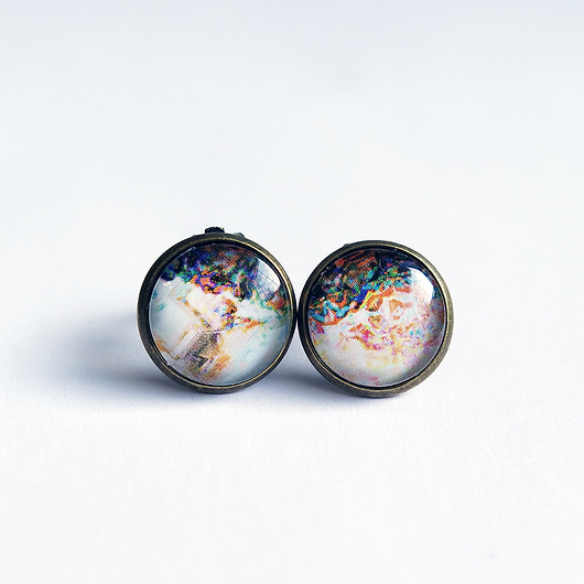 Klipsy - Multicolor marble,brąz yenoo