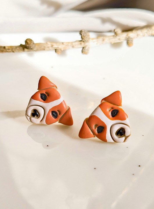 kolczyki z masy plastycznej Kolczyki pieski Jack Russell Terrier małe lekkie kolczyki z motywem JRT