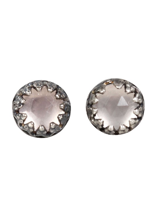 kolczyki z kamieniami Kolczyki sztyfty oksydowane Petite z kwarcem różowym