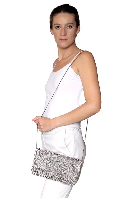 kopertówki SKÓRZANA Kopertówka ZEBRA z czarną podszewką - ręcznie uszyta