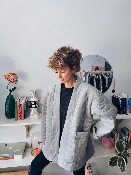 marynarki damskie SALE  weekand - 20%  Pikowane kimono" Velvet Gray"