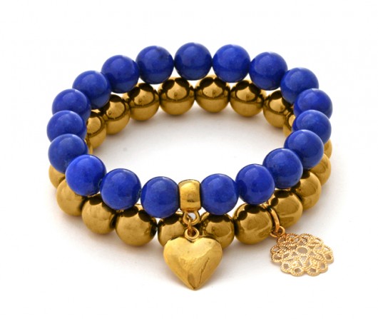 Cornflower jade & golden hematite with pendants Lavoga