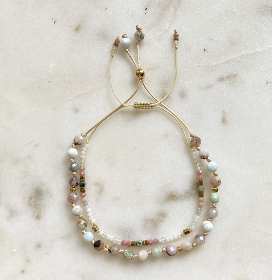 bransoletki z kamieni naturalnych Zestaw- Wiosenna Energia- Larimar & Opal