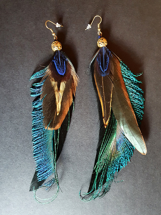 kolczyki z piórami Długie kolczyki - pióra naturalne