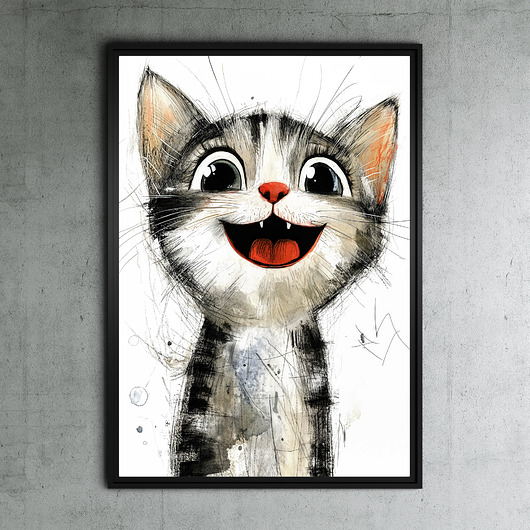 plakaty Kot rysunkowy - grafika na plakacie