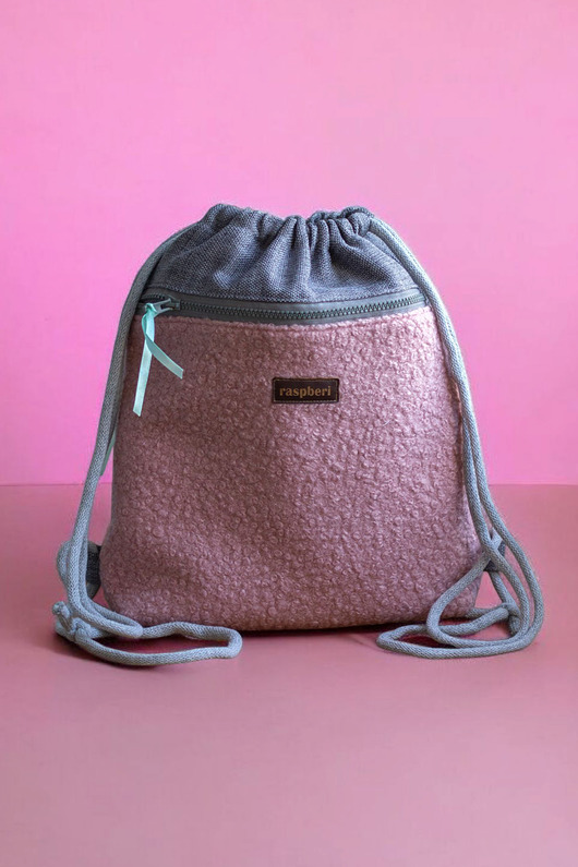 plecaki Szaro-różowy workoplecak z przednią kieszenią