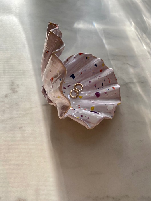 pojemniki na biżuterię Ceramiczna Muszla Muszelka Skarbiec na Biżuterię Lolipop w Kolorowe Ciapki