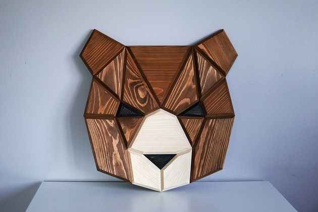 Ozdoby na ścianę Drewniany miś na ścianę