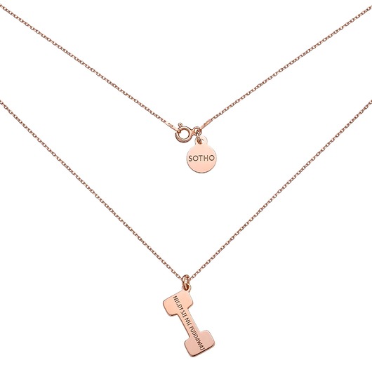 srebrne naszyjniki Naszyjnik z różowego złota ciężarek NIGDY SIĘ NIE PODDAWAJ