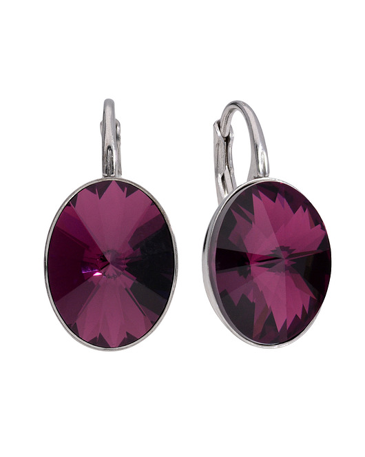 kolczyki swarovski Srebrne kolczyki owalne fioletowy Swarovski