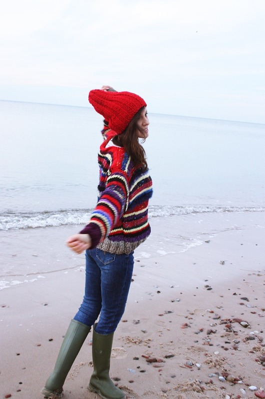 swetry damskie  Sweter handmade  melanż  z wełną