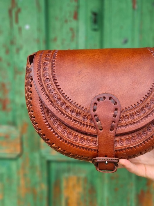 torby na ramię Skórzana torebka góralska ręcznie robiona Nicte wzory zakopane