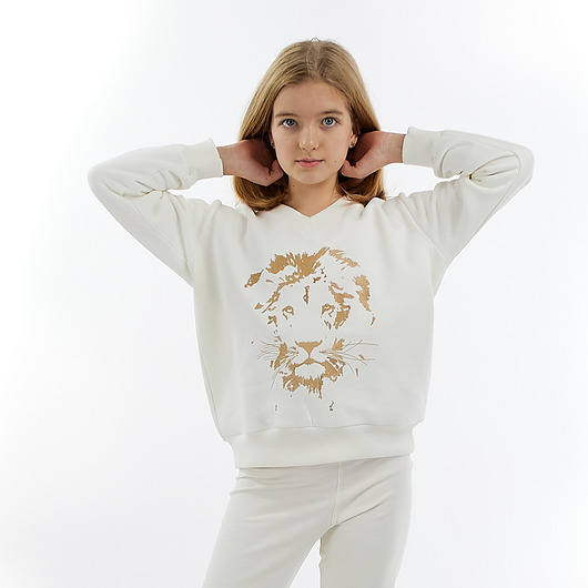 bluzy dla dziewczynki Bluza dziecięca z haftem lwa