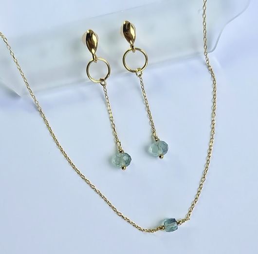 złote naszyjniki Fluoryt - zestaw z pozłacanego srebra
