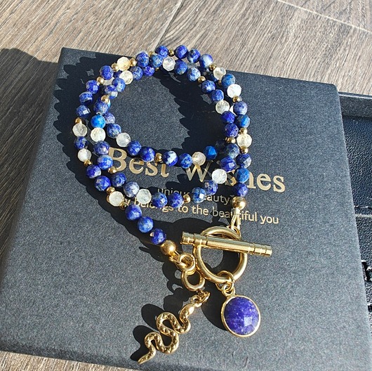 złote naszyjniki Klasyczny lapis lazuli