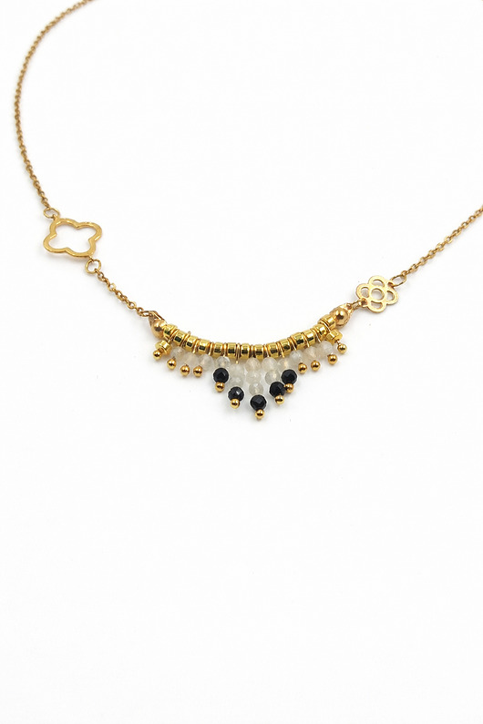 złote naszyjniki Złocony naszyjnik z kamieniem księżycowym i spinelem