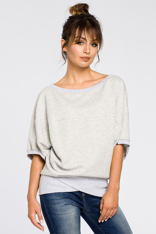 Oversizowa bluza - popielata(B-048) Be