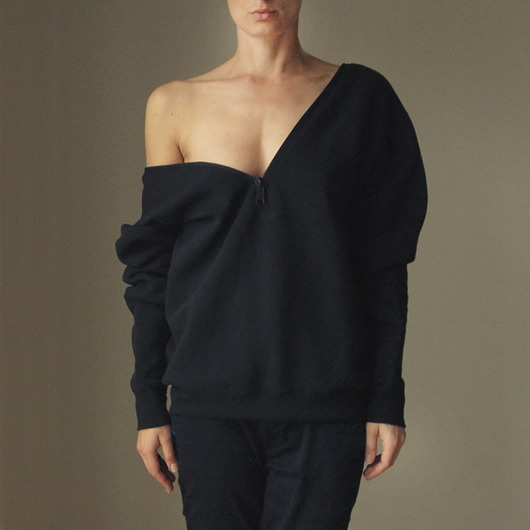 bluza bez kaptura damska Dwustronna bluza rozpinana dekolt V Suwak Czarna