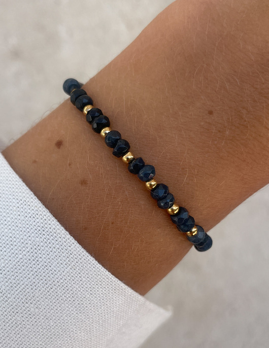 bransoletki z kamieni naturalnych Bransoletka na gumce jadeit granatowy