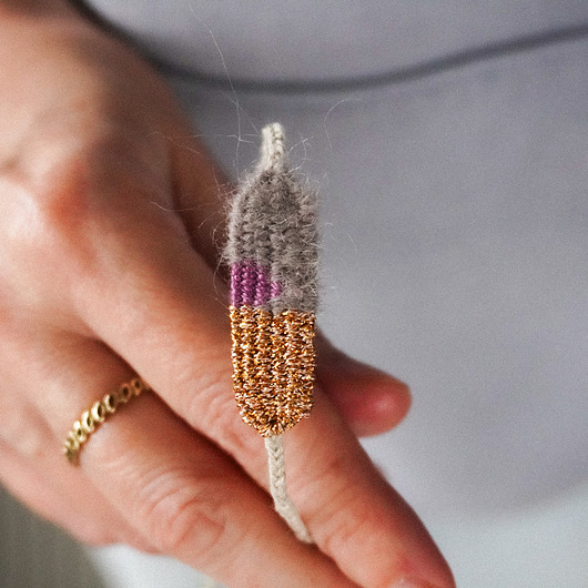 bransoletki - inne Bransoletka handmade na sznurku - moher i miedziane złoto