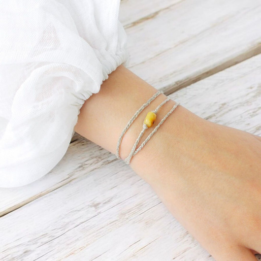 bransoletki na sznurku Bursztyn Bransoletka lniana NATURE