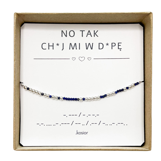bransoletki na sznurku Bransoletka z alfabetem Morse Lapis lazuli i Hematyt