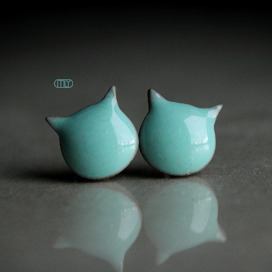 kolczyki ceramiczne Kotki /stal chirurgiczna/