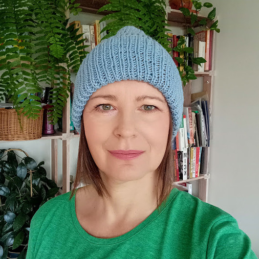 czapki damskie Błękitna CZAPKA BEANIE na zamówienie
