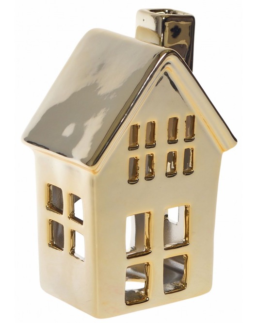 Domek Ceramiczny na Tea-light Złoty MIA home
