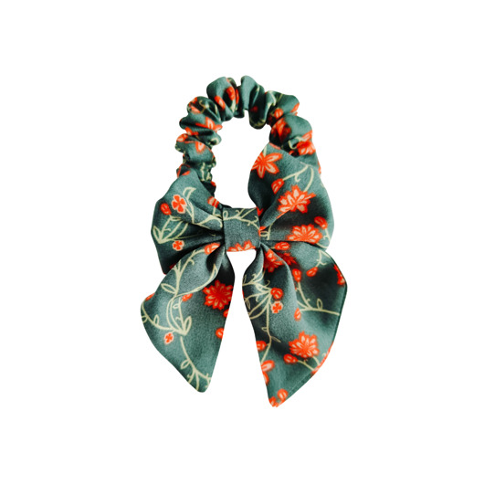 gumki do włosów Scrunchie do włosów, gumka do włosów z KOKARDĄ Zielona jesień