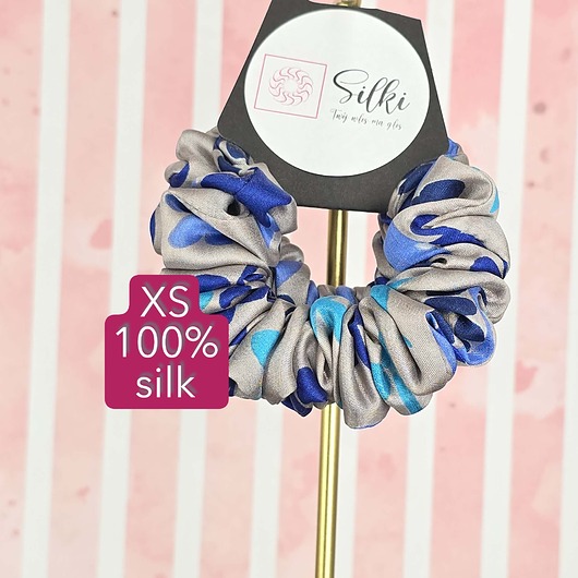 gumki do włosów XS mini mała gumka dla dzieci do włosów jedwab naturalny scrunchie szare