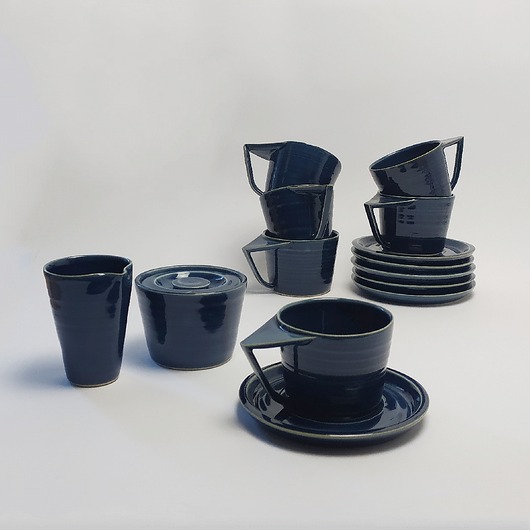 Zestaw 6 filiżanki + cukiernica + mlecznik MANOceramics