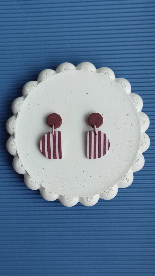 kolczyki z masy plastycznej Kolczyki STRIPES sztyfty wiszące