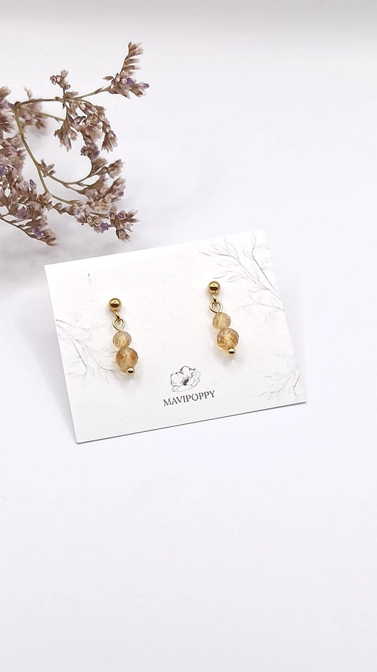 kolczyki z kamieniami Kolczyki sztyfty cytryn