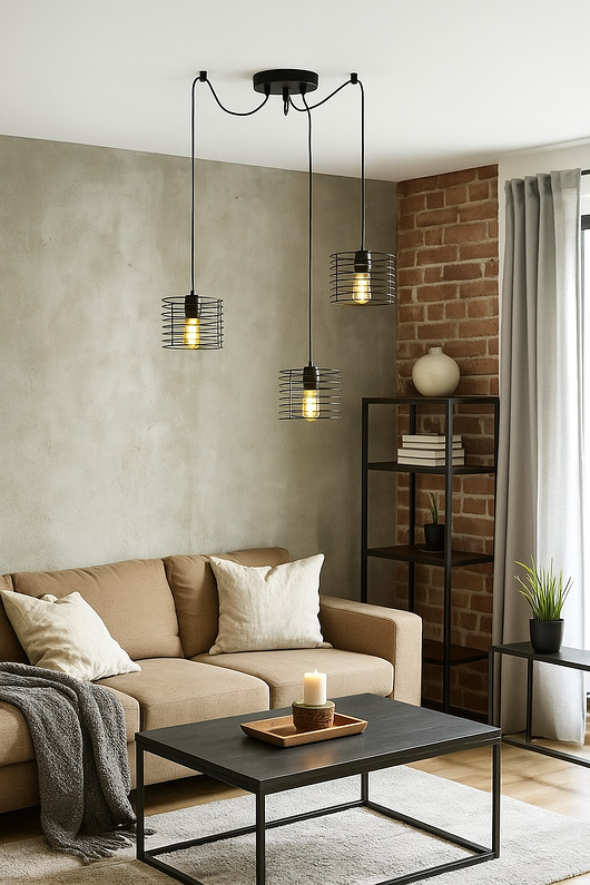 lampy wiszące Lampa wisząca pająk druciana 3-punktowa loft ALAMOS L3