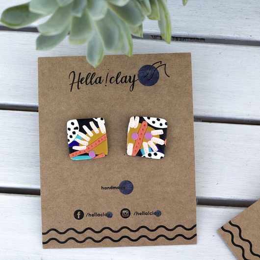 Kolczyki handmade z masy termoutwardzalnej Hellaclay
