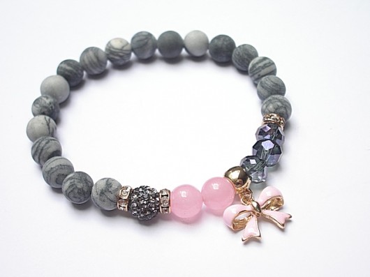 KOLEKCJA  RICH - Grey and pink bow KiKa pracownia