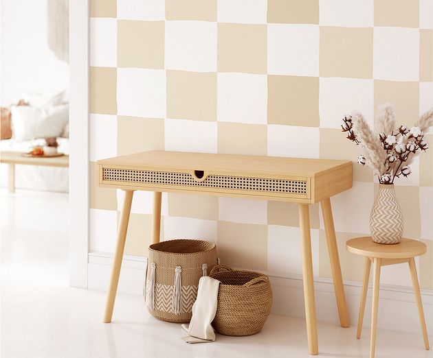 naklejki ścienne do pokoju dziecka Tapeta Szachownica "Peach Chess"